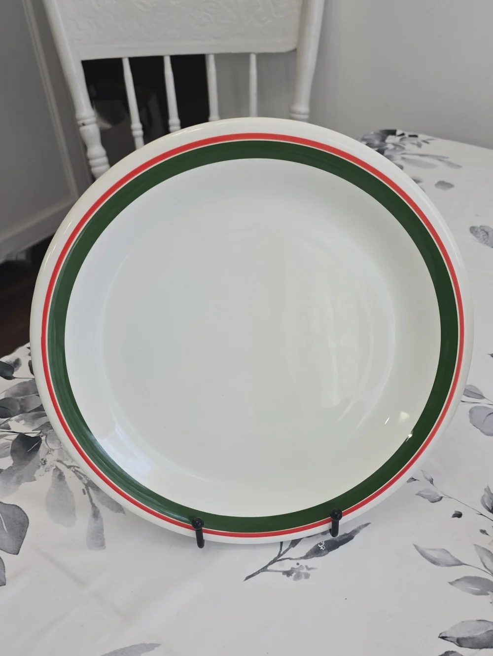 La Primula S.R.L. Set Of 3 Ceramic Dinner Plates Green Red Trim Made In Italy